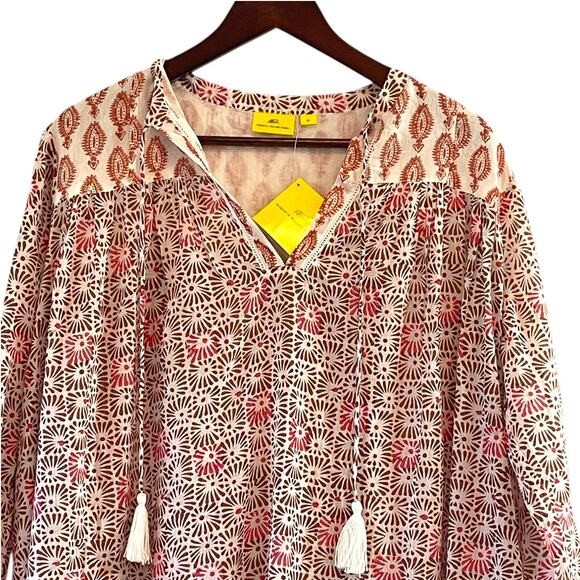 Roberta Roller Rabbit Sanav Serafina Tunic with Fringe in Coral Size Medium NWT - Picture 2 of 8